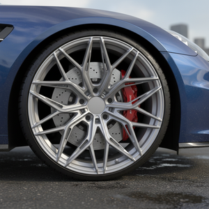 Jantes en alliage à montage décalé - Hyper Silver / Noir brillant, jantes forgées à rayons en V entrelacés pour BMW Mercedes Audi - Product Image 6