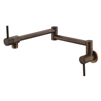 Offres Spéciales mitigeur en laiton robinet de cuisine noir bras oscillant pliant support mural avec 2 trous Double Joint pour salle de bain