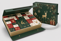 Individuelles Logo Hochwertiger Flip-Top Adventskalender mit Recycling-Kunstpapier Prägung Magnetverschluss Schwammfutter