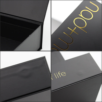 Boîte cadeau rigide magnétique noire de luxe avec fermeture magnétique pour l'emballage de produits de compléments alimentaires, de soins de la peau et de bien-être