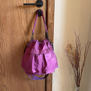 Portable Utility Thick Soft Reusable Girls <strong>Crossbody</strong> <strong>Bag</strong> Retro Drawstring Ripstop <strong>Nylon</strong> Shoulder <strong>Bags</strong> <strong>Nylon</strong> Bucket <strong>Bag</strong> - Product Image 2