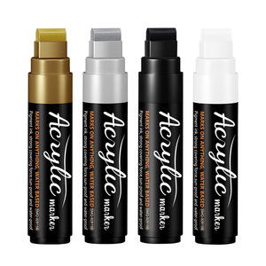 Lot de 4 marqueurs acryliques jumbo extra larges de 15 mm, noir, <span class=keywords><strong>blanc</strong></span>, doré, pour graffitis, affiches et panneaux - Product Image 2
