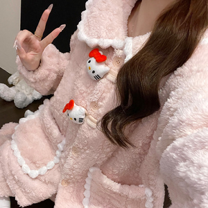 Set Pigiama Invernale con Colletto Principessa, Cardigan in Peluche Cartoon, Abbigliamento da Casa Imbottito per <span class=keywords><strong>Donna</strong></span> - Product Image 2