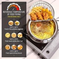 Penggorengan, Panci Penggorengan Tempura Jepang Jumei Terbuat dari Baja Tahan Karat dengan Termometer