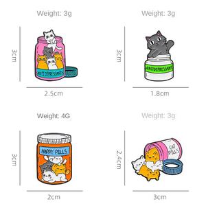 YINI Cat dalam toples seng logam campuran Enamel Pin-Epoxy dilapisi kucing palsu lencana dengan slogan lucu, hadiah unik untuk penggemar kucing - Product Image 2