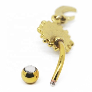 Fábrica chapados en oro barato muestra sol piercing en el ombligo, Luna pendientes belle botón anillos - Product Image 5