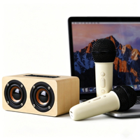 Haut-parleur Bluetooth sans fil H3 rétro avec panneau en bois grainé, pour home cinéma, ordinateur, microphone, caisson de basses, enceintes vintage en bois