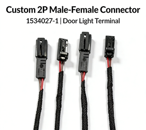 Câble de connecteur mâle-femelle personnalisé à 2 broches et 2 conducteurs 1534027-1, faisceau de câblage pour éclairage de porte de voiture, connexion Plug & Play - Product Image 1