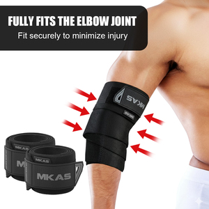 Soporte <span class=keywords><strong>de</strong></span> <span class=keywords><strong>Codo</strong></span> Transpirable y Ligero MKAS al por Mayor con Envoltura Elástica <span class=keywords><strong>de</strong></span> Compresión Ajustable para Levantamiento <span class=keywords><strong>de</strong></span> Pesas y Powerlifting - Product Image 1
