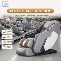 Silla de Masaje Corporal Completo LEERCON, Precio de Distribuidor Exclusivo, con Sistema SL-Track de Última Generación, Decoración en Dorado Champán