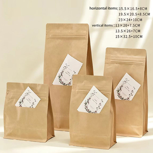 Food Safe Kraft Paper Heat Seal Packaging Custom Multi Size Stand Up Zip Lock Dry Food Pouch Cookies <b>Snack</b> Nuts Tea Paper Bag - Product Image 2