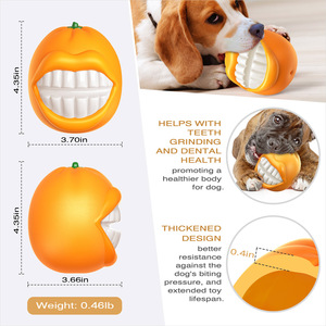 Multi Functional Orange Dog Chew <b>Toy</b> with Squeaker for Teeth Cleaning and Outdoor Play - Product Image 6