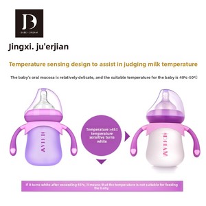 Biberón de Vidrio Termosensible de Boca Ancha con Asa, Diseño Anti Cólicos para Recién Nacidos, 160ml 240ml, con Pajita y Boquilla - Product Image 3