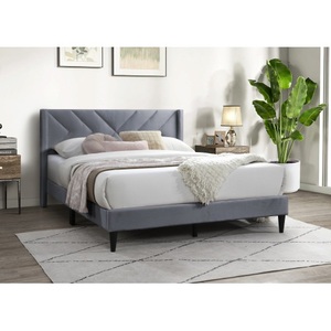 Elegant Modern Full Size Adjustable <b>Bed</b> Clean Lines Design Headboard 1pc Gray Chenille Upholstered Bedframe - Product Image 3