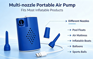 Pompe à air portable mini rechargeable par USB, 30 minutes d'autonomie, pompe à air électrique avec divers embouts - Product Image 4