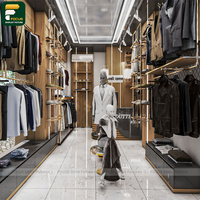 Présentoir central pour vêtements, îlot de présentation, support de vêtements, design de mobilier de magasin de prêt-à-porter