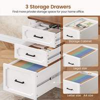 Bureau de direction convertible haut de gamme avec tiroirs de rangement verrouillables, meuble de rangement, table d'ordinateur ergonomique et alimentation intégrée