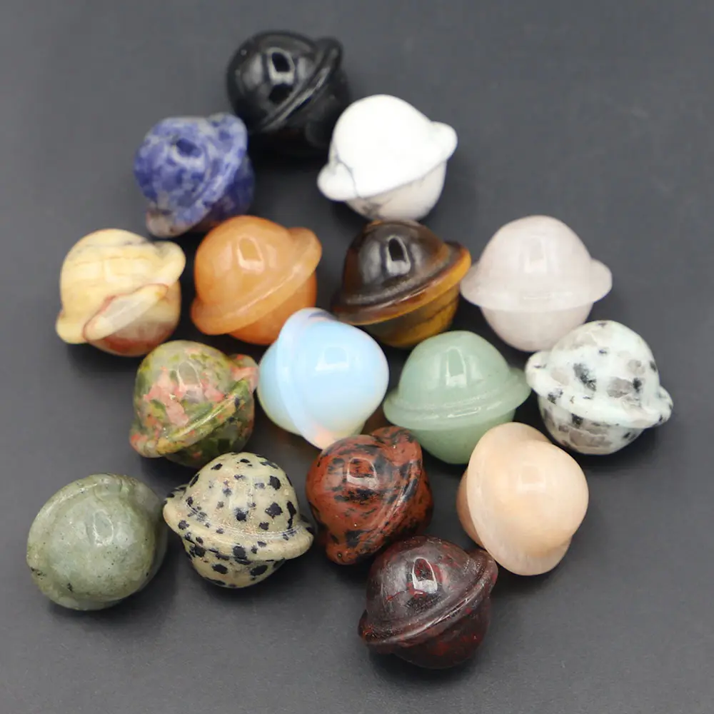 Romantic 19*20mm Semi-precious Stones Planets Shaped Ornament Natural Gemstones Crafts Healing Crystals Jewelry For Home Decor