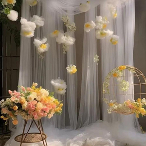 Voile suisse blanc <span class=keywords><strong>ivoire</strong></span>, tissu transparent pour voile de mariée, robe, décoration de mariage, drapé, rideau transparent, broderie artisanale, nappe de table, vente en gros - Product Image 4