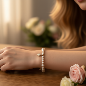 Bracelet à breloques en imitation perle Nora, plaqué or, trèfle à quatre feuilles, bijoux de mode pour femmes, bracelet cadeau - Product Image 2