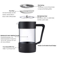 Cafetière Emode Mini French Press 1 tasses, presse à café 12oz, 350ml 600ml 800ml Filtre en acier inoxydable pour infuseur de café aromatisé