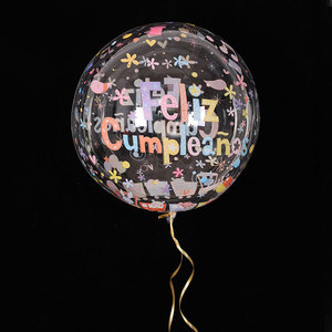 Emay <span class=keywords><strong>20</strong></span> pollici <span class=keywords><strong>buon</strong></span> <span class=keywords><strong>compleanno</strong></span> in spagnolo trasparente Bobo Bubble Ball Double-face stampato atmosfera set forniture - Product Image 4