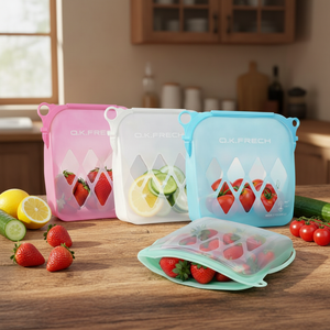 Bolsa de Silicona Plegable Reutilizable Ecológica LFGB Libre de BPA con Logotipo Personalizado para Niños, para la Playa, el Teléfono, Cosméticos, el Almuerzo, Comida, Verano - Product Image 1