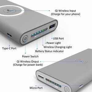 แบตเตอรี่ลิเธียมโพลิเมอร์ Li-ON 10000mAh ตั<span class=keywords><strong>ว</strong></span>บ่งชี้พลังงานที่ชัดเจนชนิด C เครื่องชาร์จเร็ว <span class=keywords><strong>Qi</strong></span> ชาร์จเร็<span class=keywords><strong>ว</strong></span>แบบไร้สาย - Product Image 4
