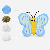 Jouet en peluche pour chaton Famipet, nouveau design papillon coloré, doux et froissé, avec herbe à chat