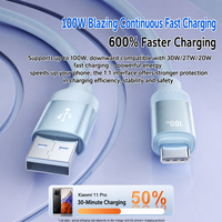 Câble USB-A vers USB-C 100W à charge rapide, transfert de données 1,5m, cordon à refroidissement rapide pour téléphone Android, tablette, ordinateur portable