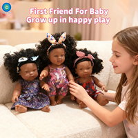 Poupée Reborn de 30 cm (12 pouces) en silicone, ensemble de poupée africaine réaliste, douce, à piles, éducative, fille noire aux cheveux bouclés, vente chaude