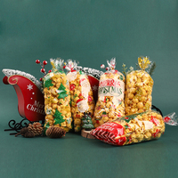 Sachets en cellophane transparents pour bonbons et biscuits, pour fêtes de fin d'année, flocons de neige, avec ruban
