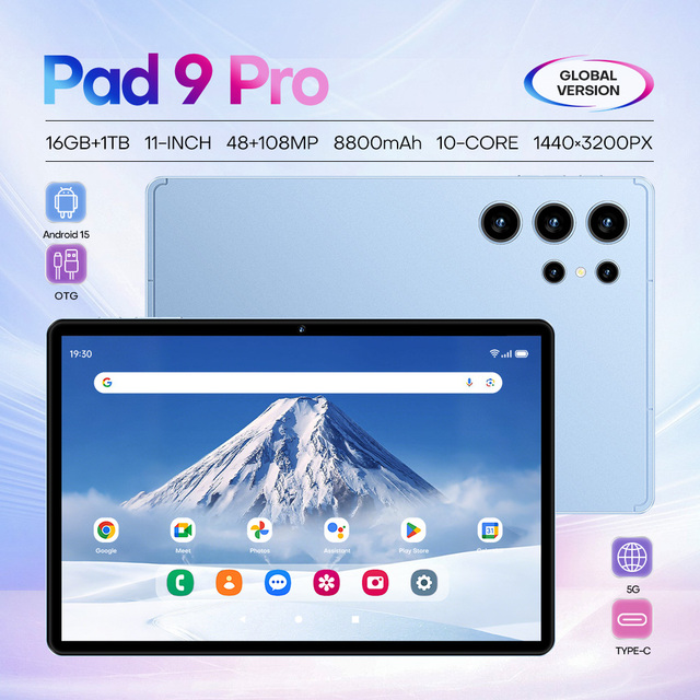 Pad 9 Pro 11-inch HD Screen Octa Core Processor 16GB+1TB Storage Dual SIM Card Tablet PC for Online Learning  Gaming   Business