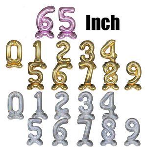 Personalizable Láser Plata/Oro Fiesta Decoración Grande Digital Niños <span class=keywords><strong>Feliz</strong></span> <span class=keywords><strong>Cumpleaños</strong></span> <span class=keywords><strong>65</strong></span> Pulgadas Número Foil Globos - Product Image 1