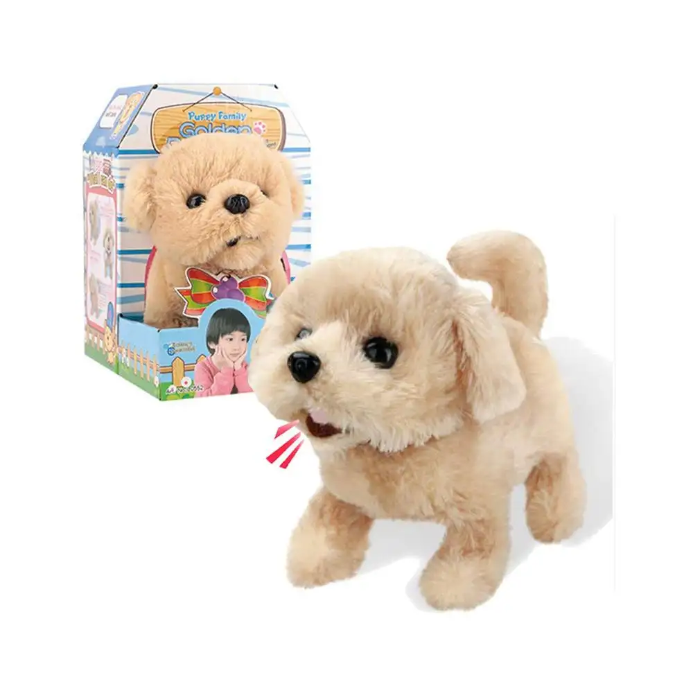 Plush Golden Retriever Toy Puppy Electronic Interactive Pet Dog - Walking, Barking, Tail Wagging, Stretching Companion Animal