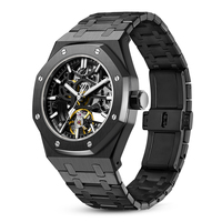 Montre mécanique automatique de luxe pour homme, entièrement noire, squelette ajouré, en acier inoxydable, Montre Homme Reloj De Hombre Uhr