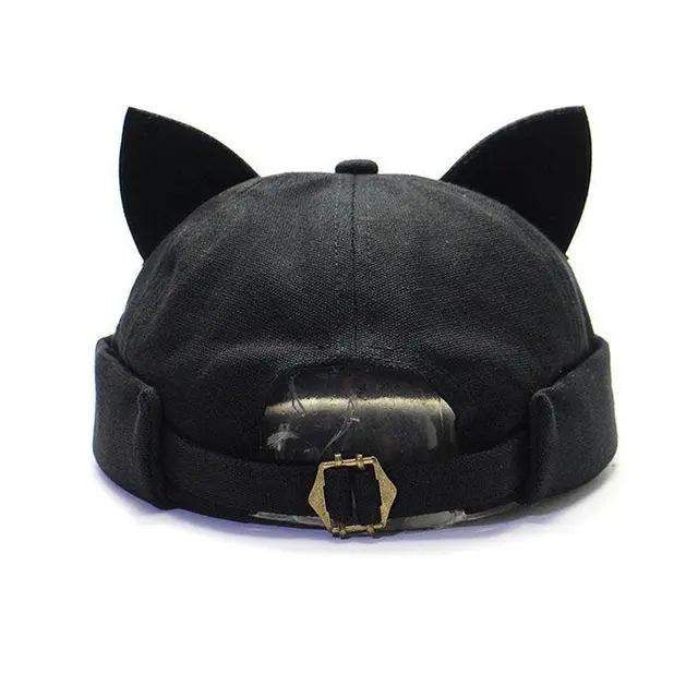 Chapeau Docker oreilles de chat sans bord pour femme, bonnet, manchette roulée, réglable, 2023