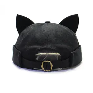 หมวกสำหรับนักเทียบท่าหูแมว2023,หมวกไร้ขอบหมวกไม่มีขอบหมวกขอบหมวกแบบม้วนปรับได้