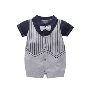 Ensemble de vêtements pour bébé 100% coton, motif brodé petit gentleman, vêtements d'été pour bébés garçons nouveau-nés - Product Image 4