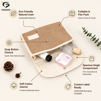 Pochette de voyage écologique en toile de jute naturelle avec logo personnalisé, organiseur de cosmétiques durable, sac cadeau pour femmes