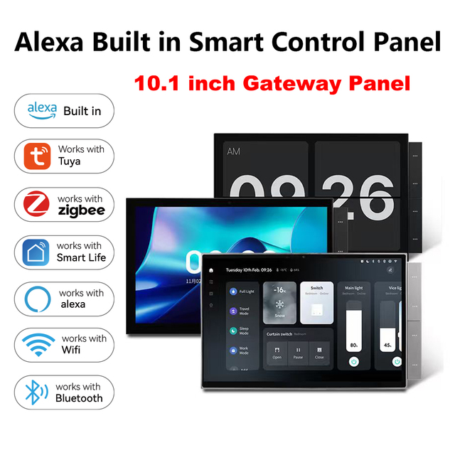 All-in-One 10.1" Smart Home Hub, Tuya Zigbee Gateway, Light/Curtain/AC Control, Works with Alexa Google Assistant