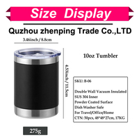 Tasse thermos ZP 10oz en acier inoxydable 304 avec revêtement par pulvérisation, tasse de voyage portable 10oz pour voiture, rétention de chaleur et de froid