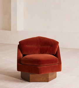 Tối giản cổ điển độc đáo lục giác phòng khách ghế bành nhung vải giải trí phòng chờ rắn sồi xoay ghế sofa - Product Image 3