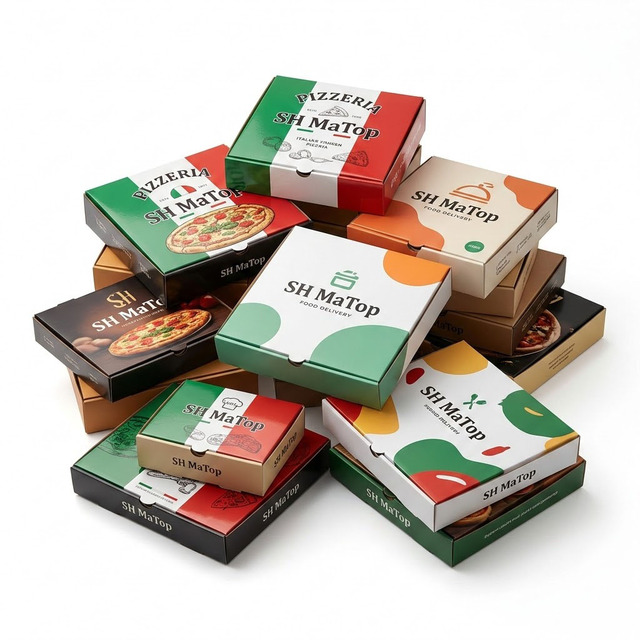 Food Grade Empty Corrugated Pizza Box Custom Printed Strong Food Delivery Carton