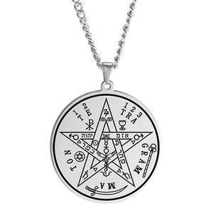 Collier vintage Wicca, pendentif tétragramme, Wahyeh, <span class=keywords><strong>pentagramme</strong></span> <span class=keywords><strong>de</strong></span> <span class=keywords><strong>Salomon</strong></span> bénit, amulette, bijoux en acier inoxydable - Product Image 5