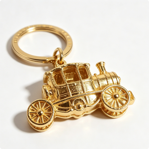 Porte-clés vintage en forme de train à vapeur doré, en alliage de zinc, forme 3D, fait main, souvenir, cadeau - Product Image 4