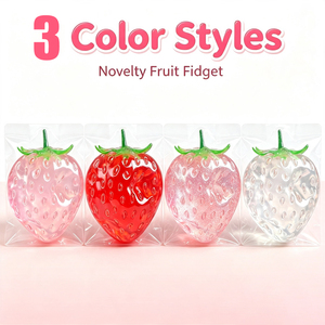 Juguete Sensorial Antiestrés de Fresa <span class=keywords><strong>Rosa</strong></span> Roja para Aliviar la Ansiedad, Juguete de Compresión de <span class=keywords><strong>Vaselina</strong></span> de Subida Lenta para Niños y Adultos - Product Image 4