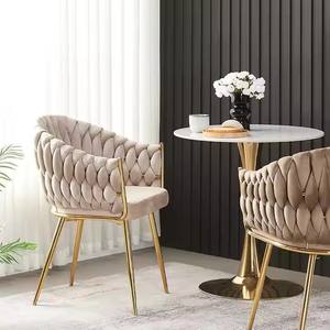 Jp Mới Được Thiết Kế Phong Cách Hiện Đại Bọc Nhung Đen Vàng Kim Loại Cánh Tay Ghế Phòng Khách Giọng Ghế Ăn Cho Khách Sạn Nhà - Product Image 4