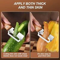 Multifunctionele handmatige fruit- en groenteschiller, roestvrijstalen aardappelschiller met houten handvat en flesopener, suikerrietmes