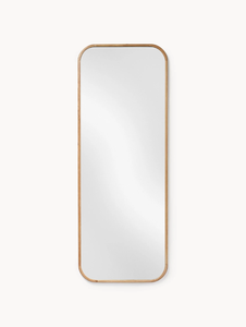 Factory Custom Carved <strong>Oak</strong> Wooden <strong>Mirror</strong> <strong>Rounded</strong> Rectangle Wave Edge Floor <strong>Mirror</strong> for Home Decor - Product Image 1